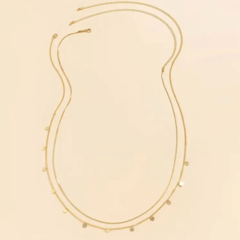 Layered 2pcs Gold Tier Disc Charm Waist Belly Chain Set. - Picture 2 of 4